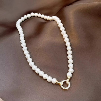 day collar large pearl inlaid zircon necklace