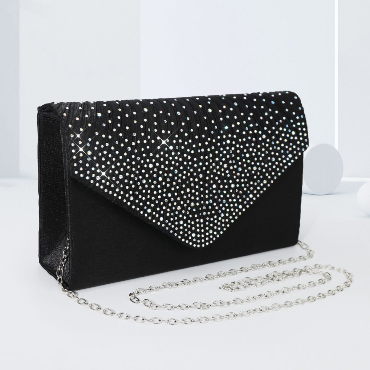 Colorful hot diamond black clutch