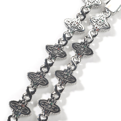 Hip-hop zircon colored infinite four-leaf clover bracelet