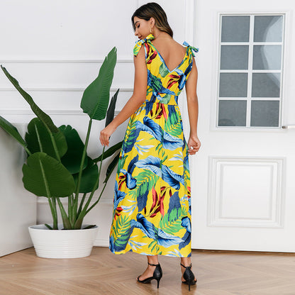 Hawaiian Beach Dress Summer Print Long Skirt Women&