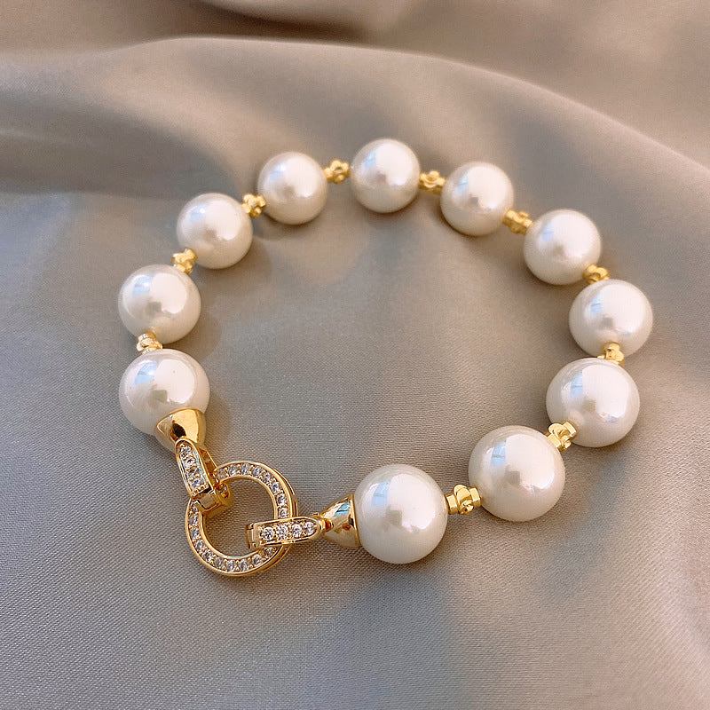 day collar large pearl inlaid zircon necklace