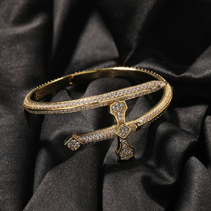 Hip-hop full-diamond justice sword bracelet inlaid with zircon
