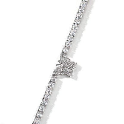 diamond tennis necklace butterfly chain