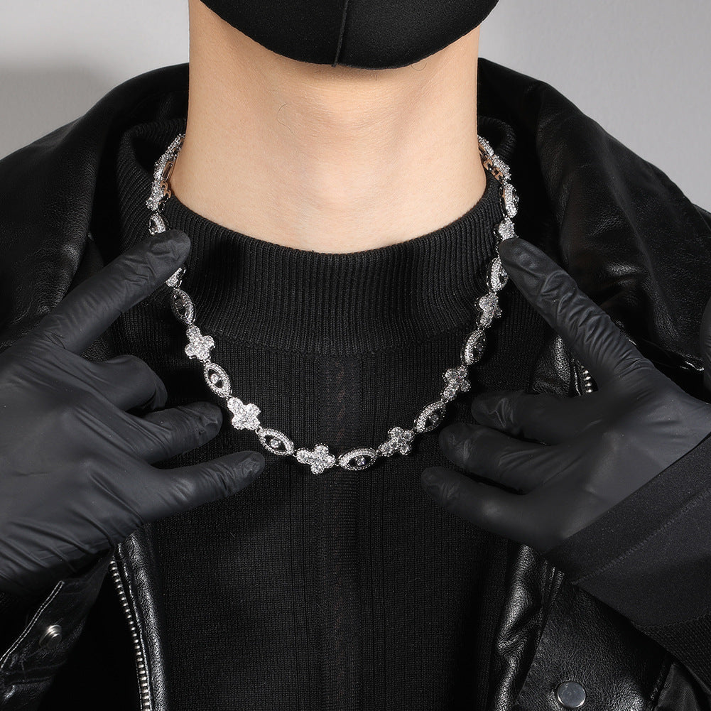Diamond eye cross high-end feeling necklace