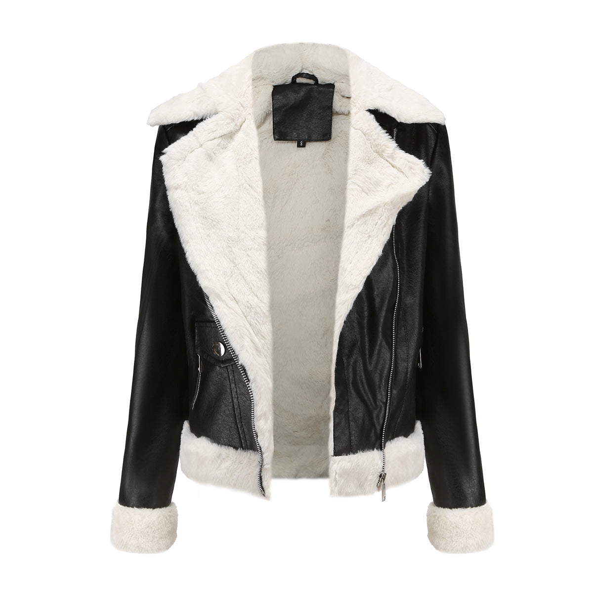 Autumn and winter fleece leather women&