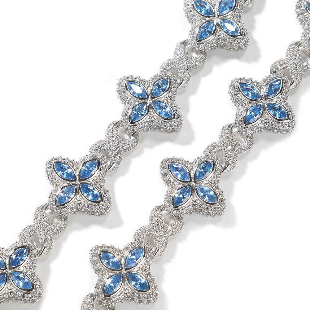 Hip-hop zircon colored infinite four-leaf clover bracelet