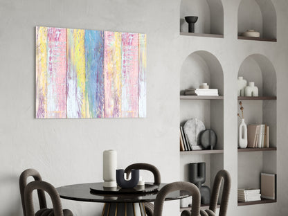 Pastel Painted Wood Planks Glass Wall Art
