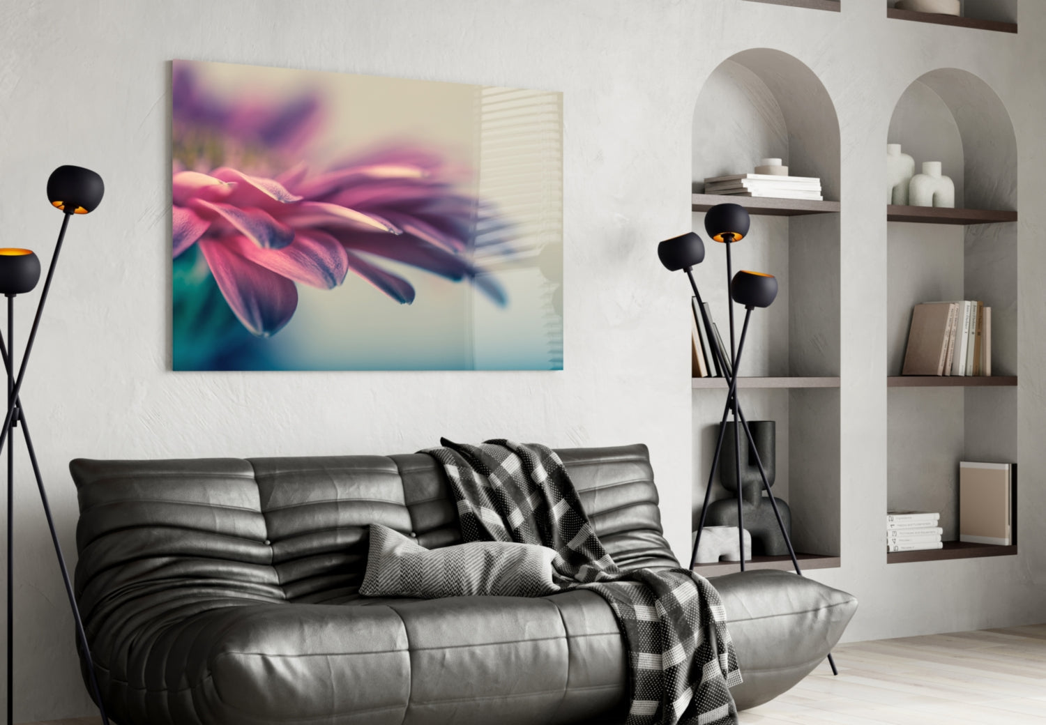 Soft Pink Gerbera Petals Glass Wall Art
