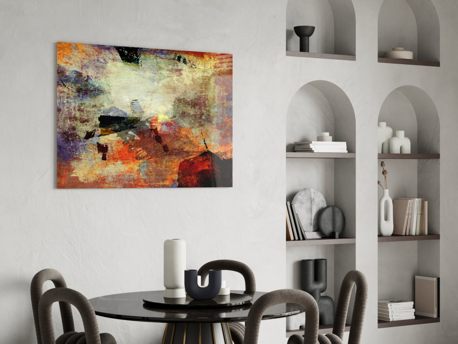 Rustic Earthtone Collage Glass Wall Art