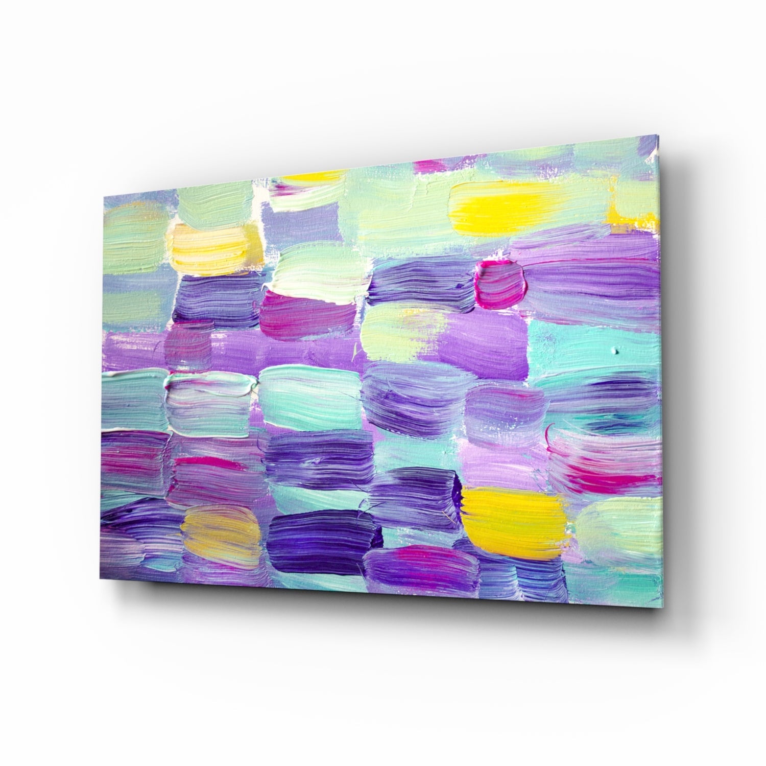 Pastel Purple Brushstroke Grid Glass Wall Art