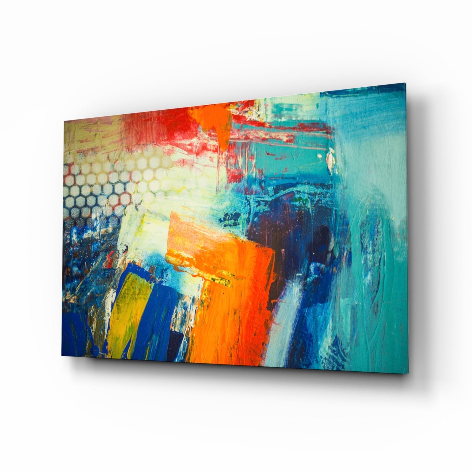 Vibrant Orange Blue Palette Glass Wall Art