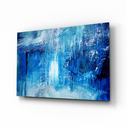 Cascading Blue Waterfall Glass Wall Art