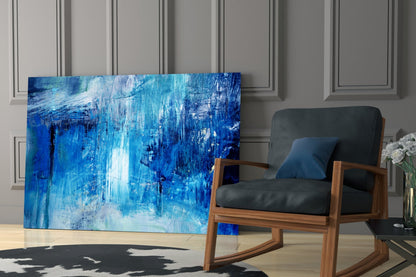 Cascading Blue Waterfall Glass Wall Art