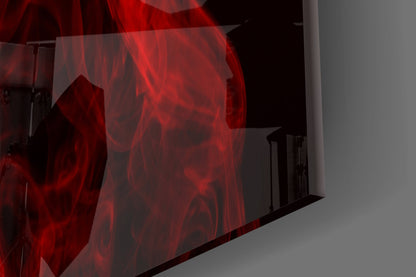 Rising Red Smoke Wisps Glass Wall Art