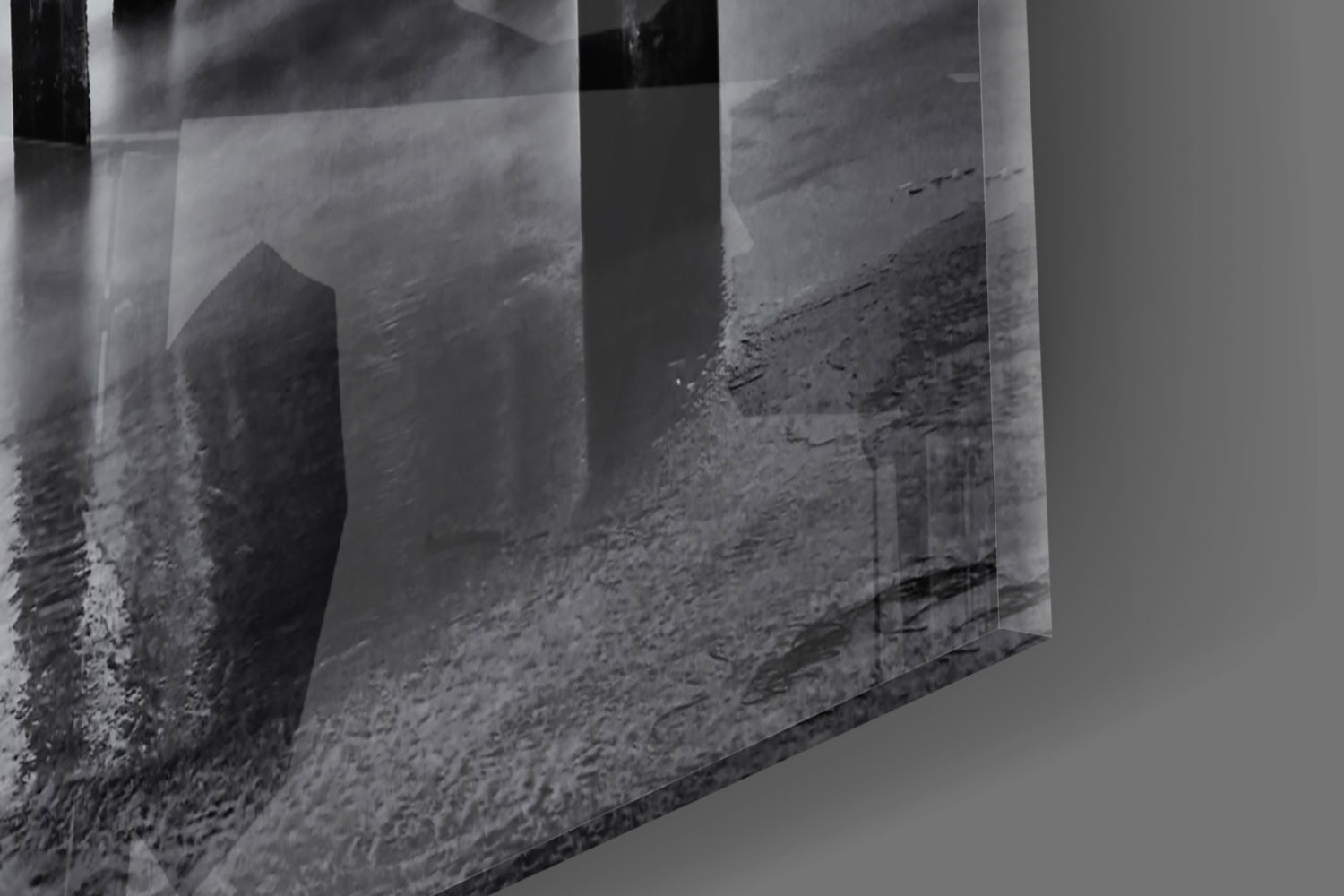 Moody Under Pier Perspective Glass Wall Art