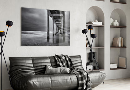 Moody Under Pier Perspective Glass Wall Art