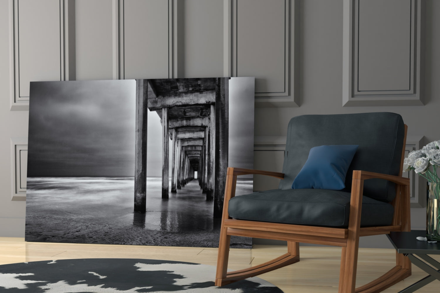 Moody Under Pier Perspective Glass Wall Art
