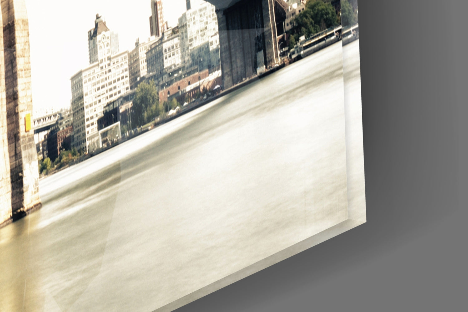 Warm Sunset Brooklyn Bridge Glass Wall Art