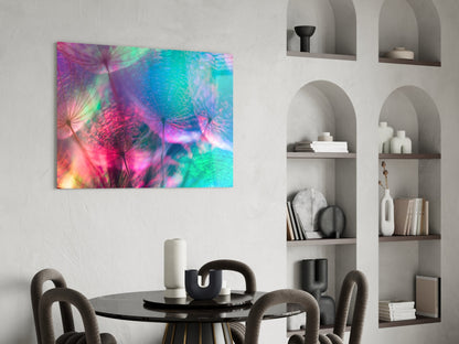 Vivid Dandelion Bokeh Abstract Glass Wall Art