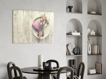 Pink Heart Plate Rustic Table Glass Wall Art