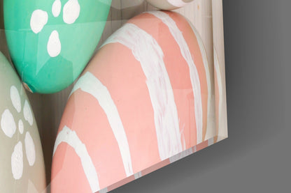 Yellow Polka Dot Easter Egg Pile Glass Wall Art
