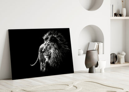 Windswept Lion Side Profile Glass Wall Art
