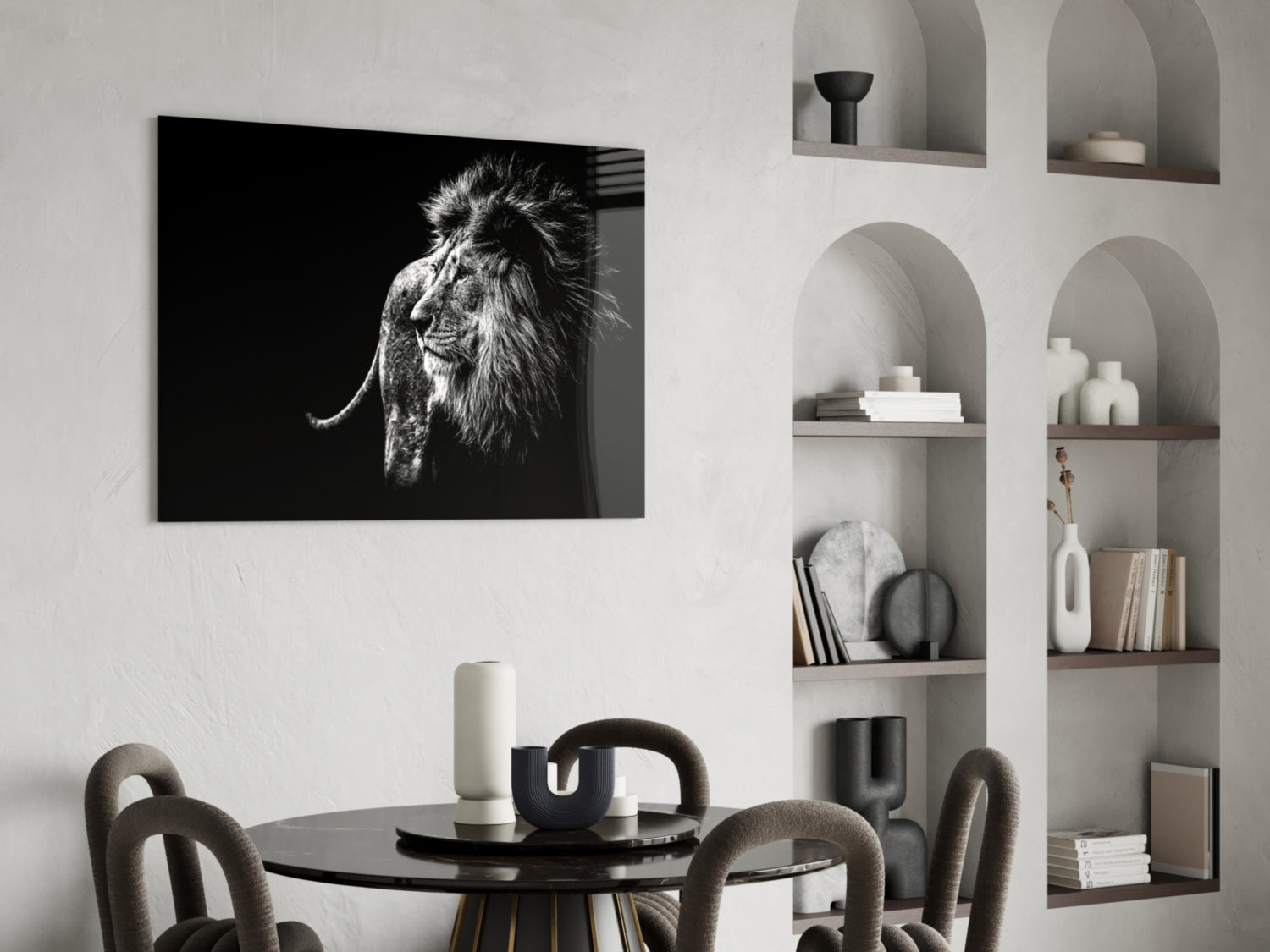 Windswept Lion Side Profile Glass Wall Art