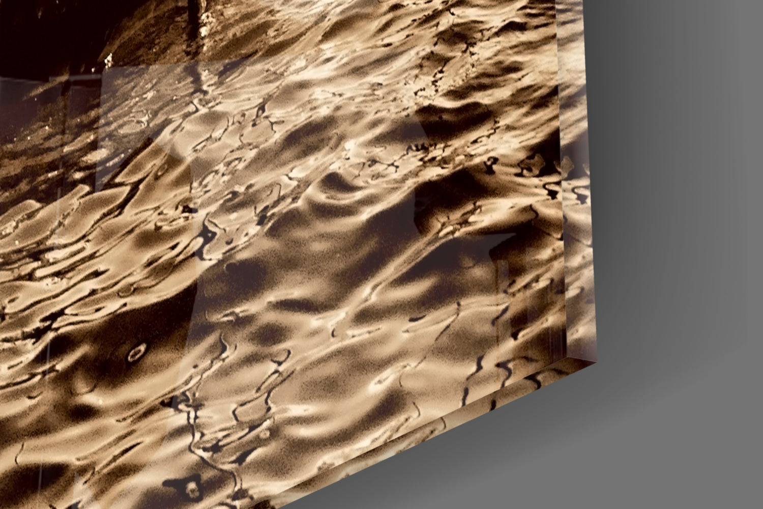 Sepia Moored Gondolas Skyline Glass Wall Art