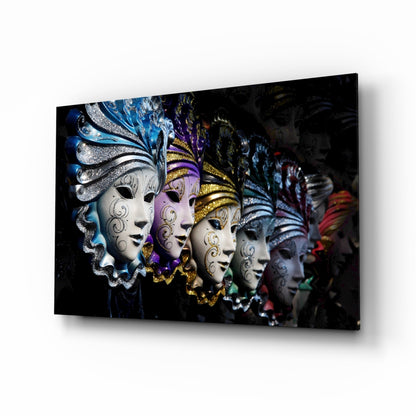 Venetian Carnival Masks Glass Wall Art