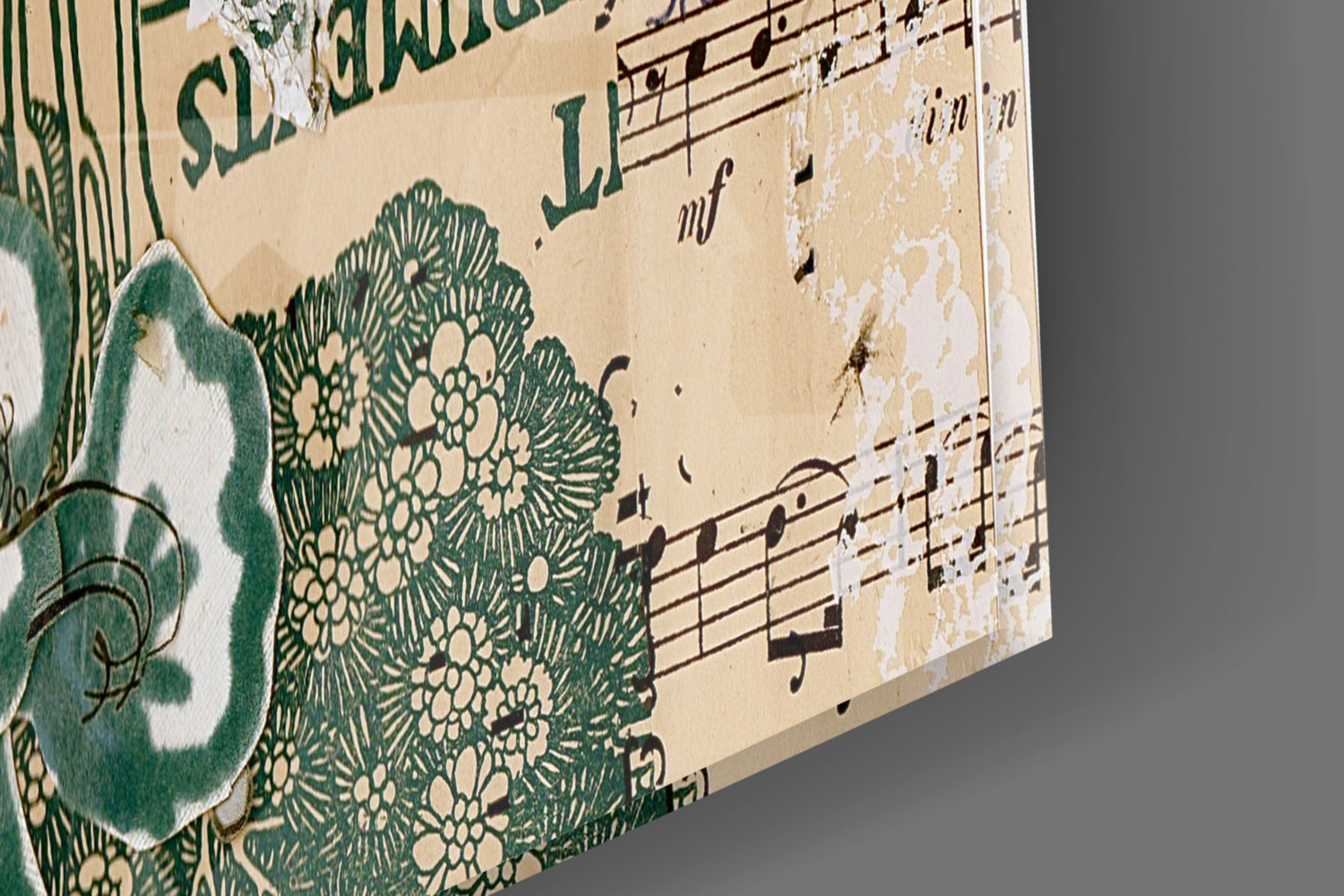 Vintage Lady Floral Collage Glass Wall Art