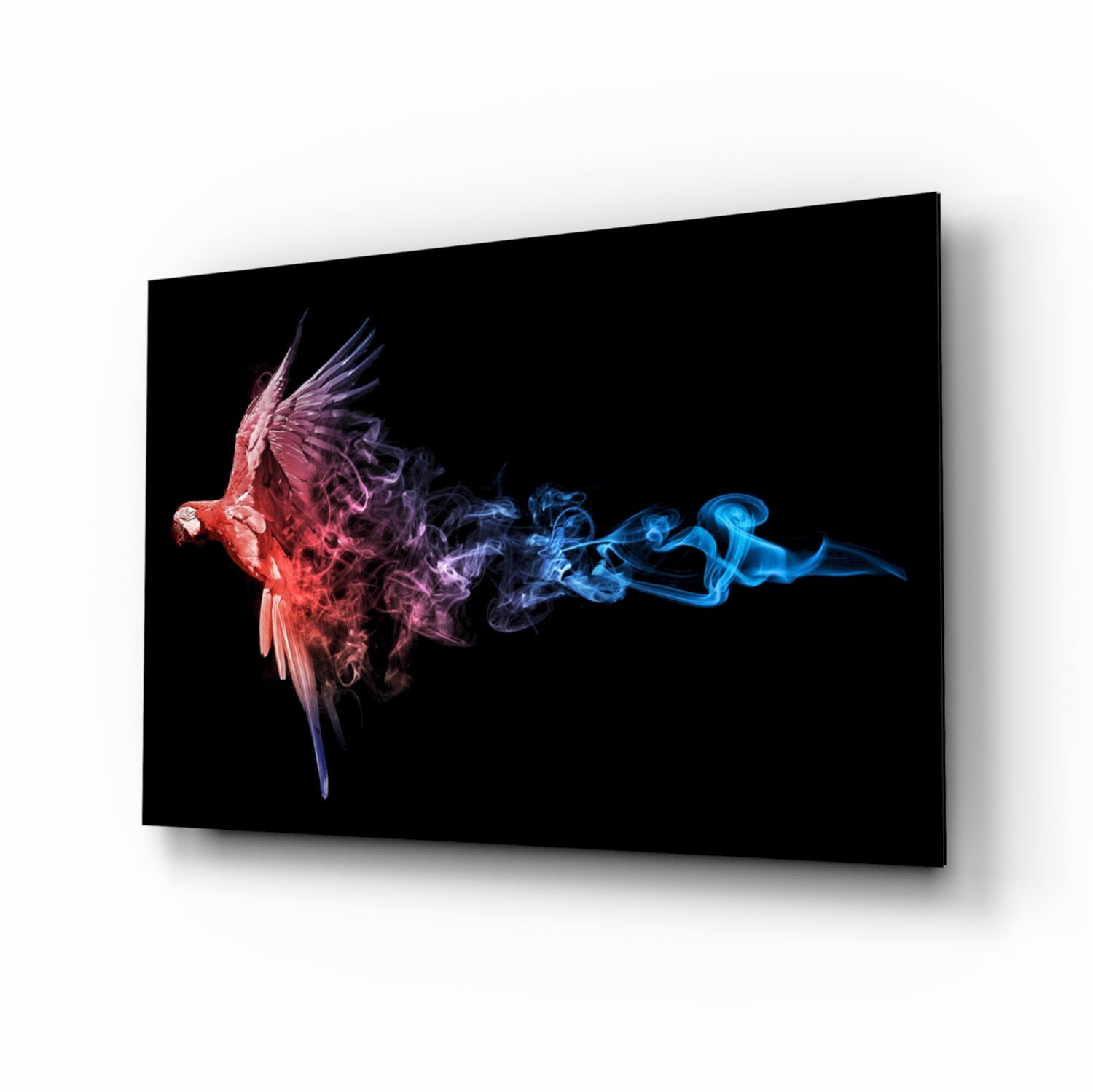 Parrot Smoke Fire Ice Glass Wall Art