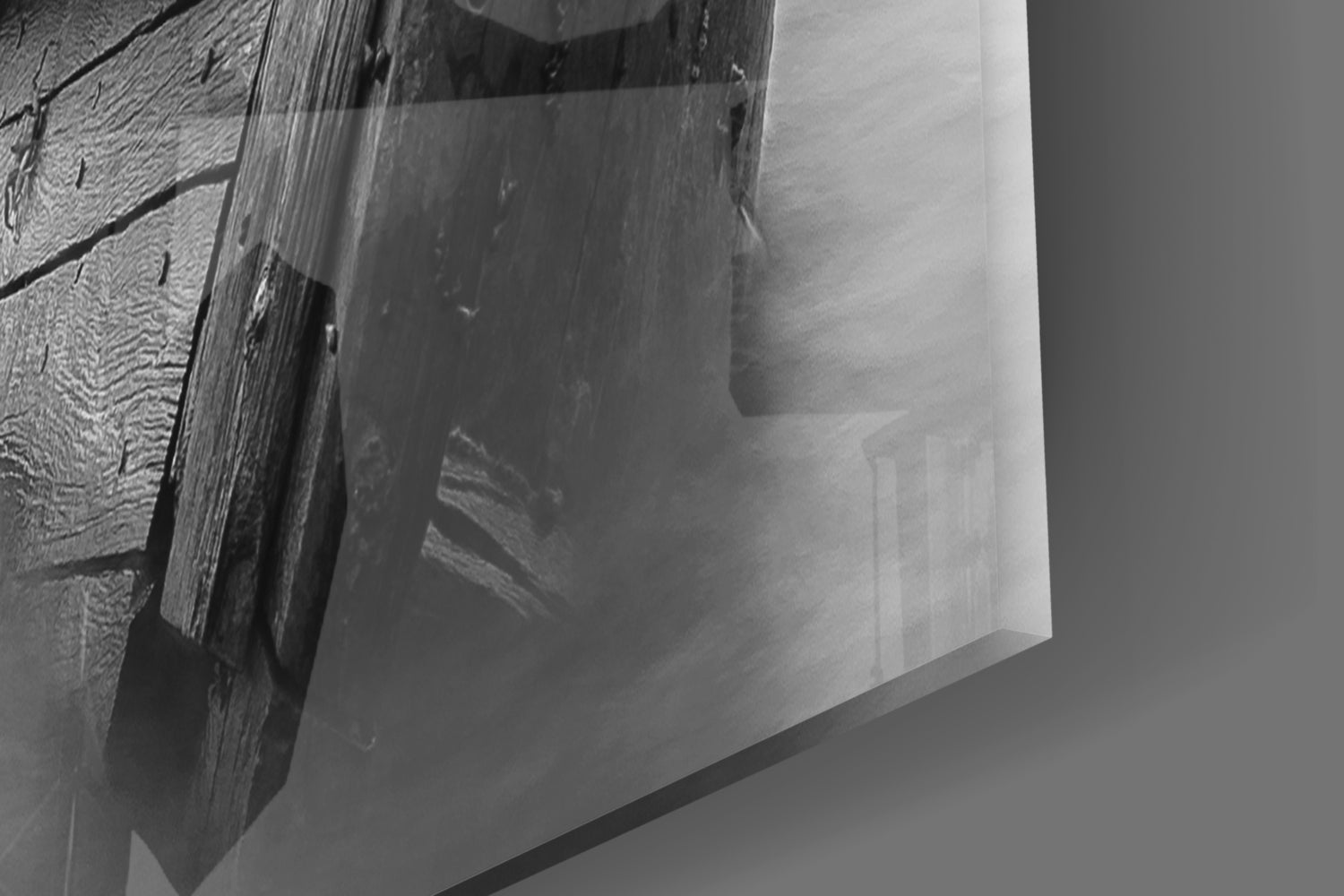 Black And White Shipwreck Ribs Glass Wall Art