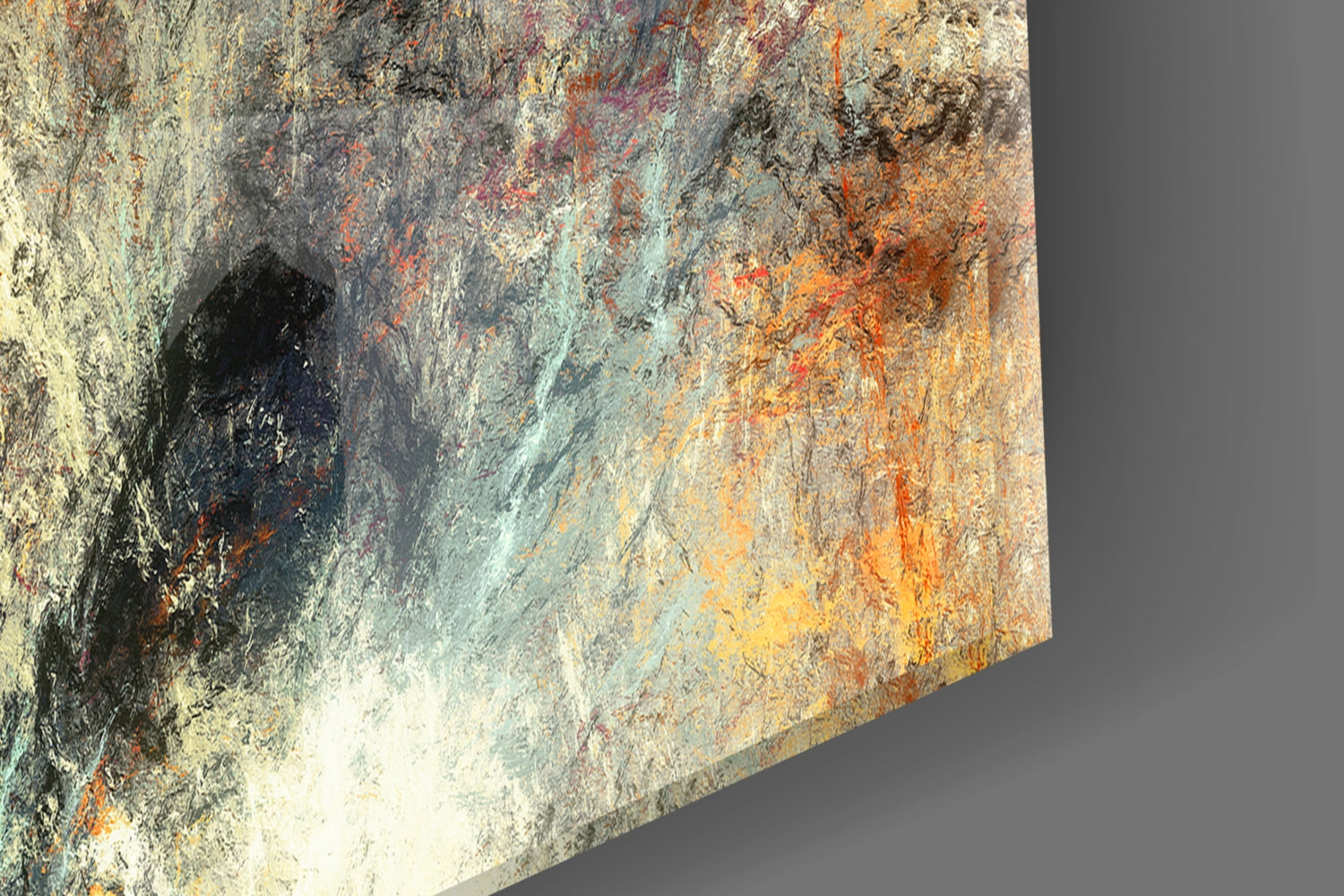 Fiery Red Teal Cloud Abstract Glass Wall Art