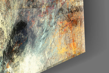 Fiery Red Teal Cloud Abstract Glass Wall Art