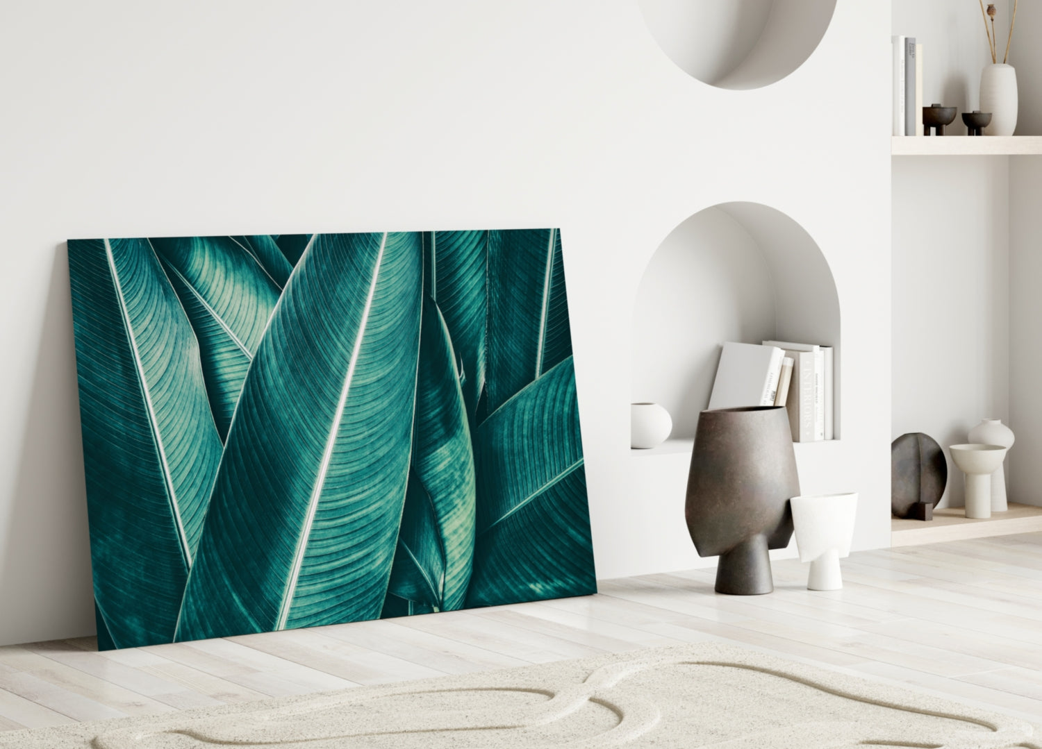 Green Tropical Leaf 2 Glass Wall Art