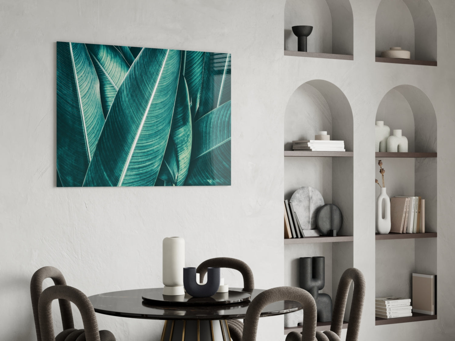 Green Tropical Leaf 2 Glass Wall Art