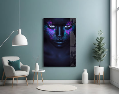 Pink Turquoise Powder Woman Glass Wall Art