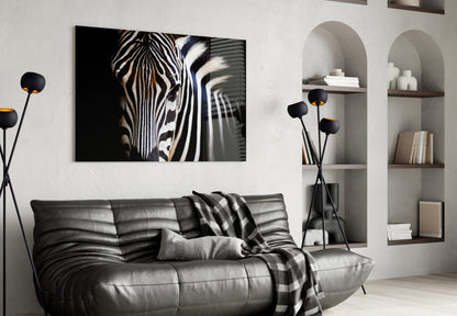 Warm Toned Zebra Head Glass Wall Art