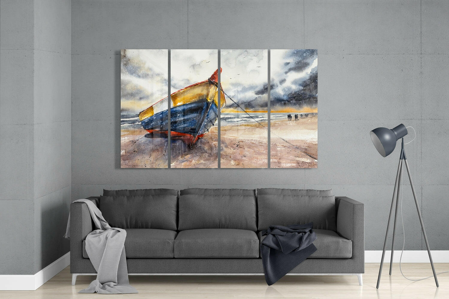 Abandoned Boat 4 Pieces Mega Glass Wall Art (59"x36")