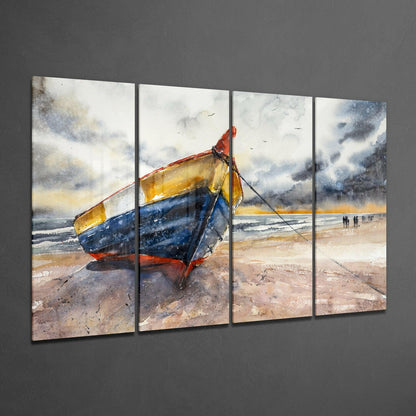 Abandoned Boat 4 Pieces Mega Glass Wall Art (59"x36")