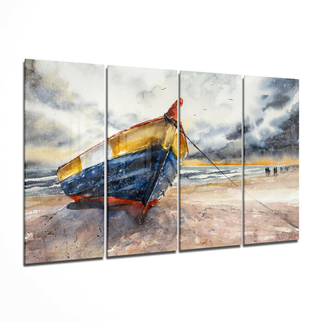 Abandoned Boat 4 Pieces Mega Glass Wall Art (59"x36")