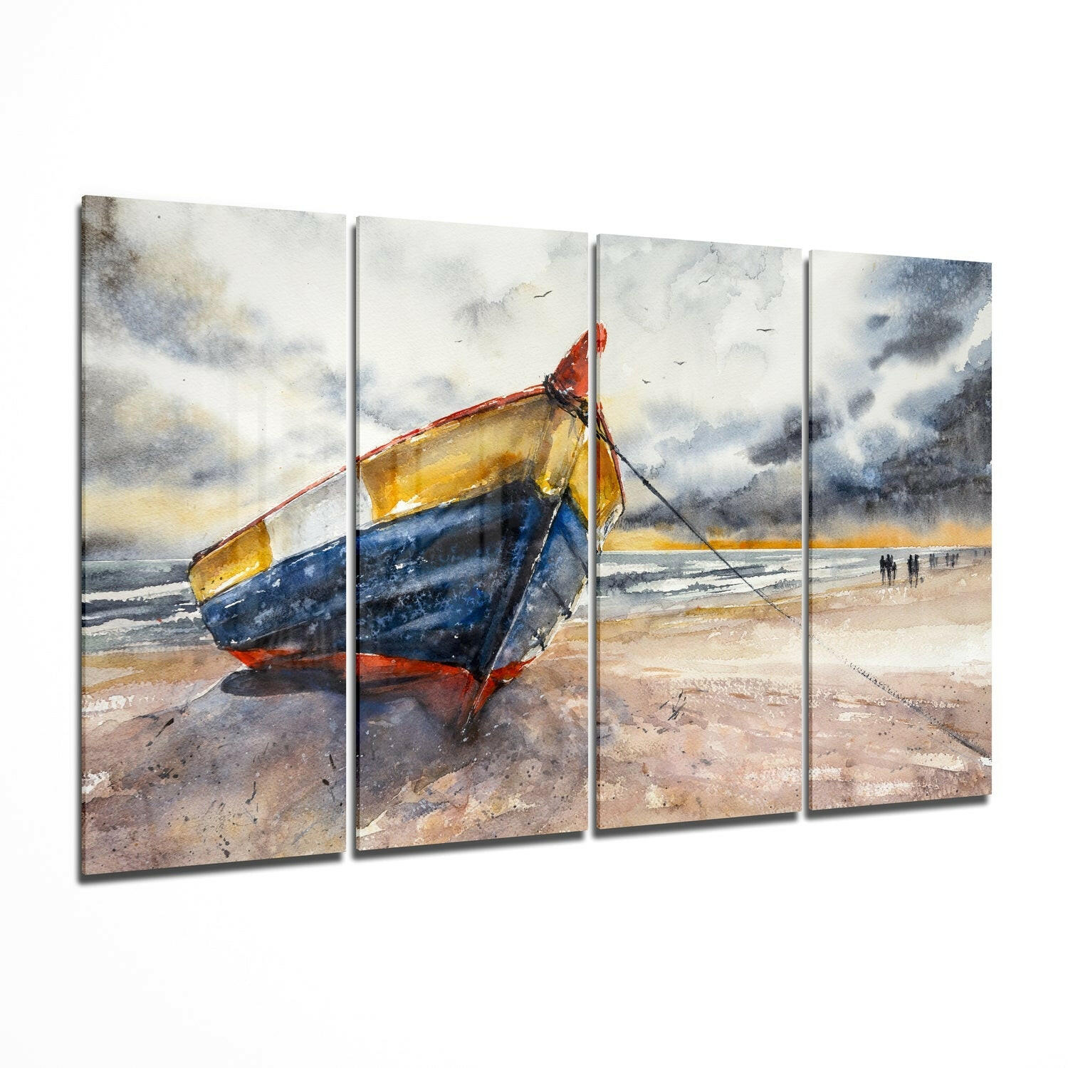Abandoned Boat 4 Pieces Mega Glass Wall Art (59"x36")