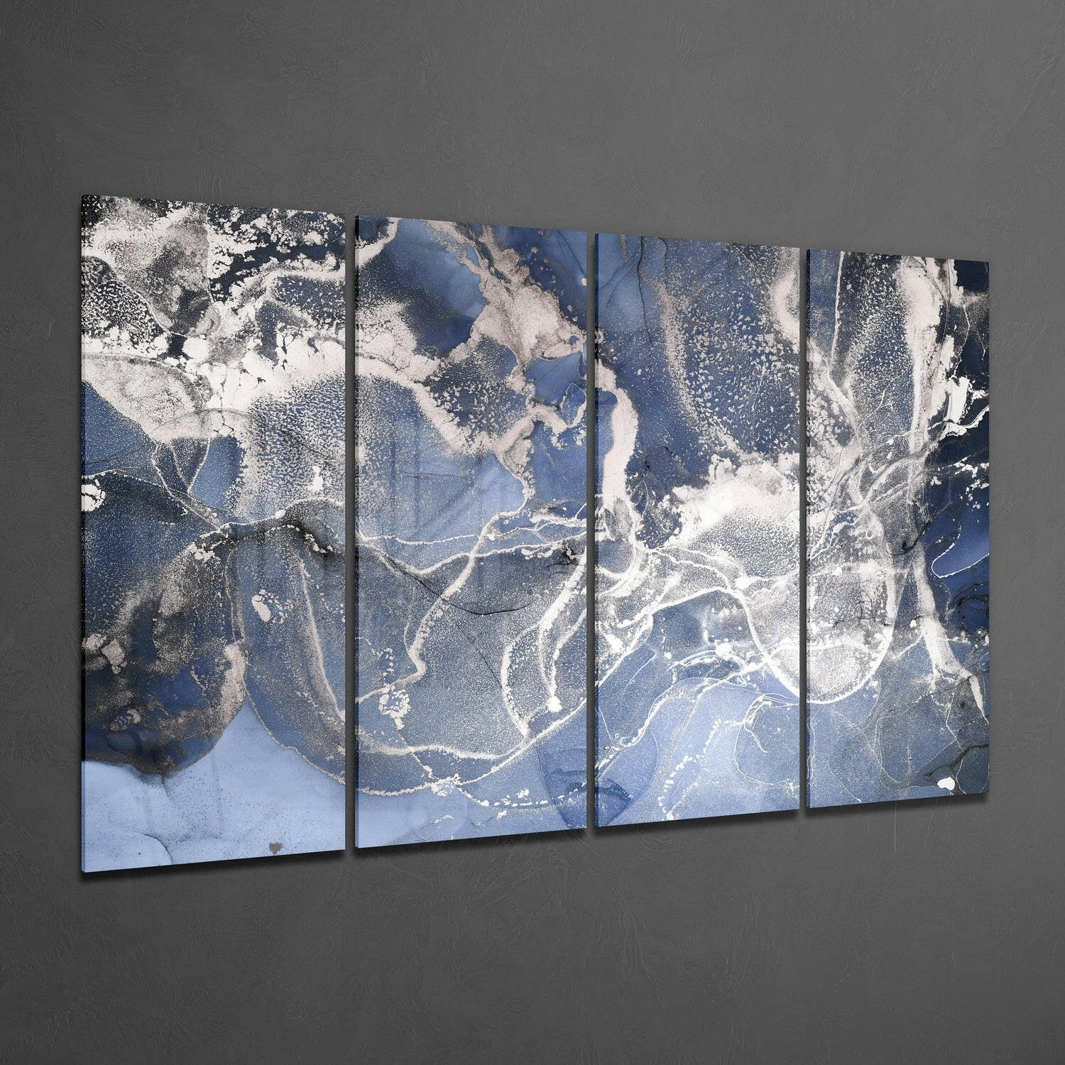 Steel Blue Frost Marble Glass Wall Art