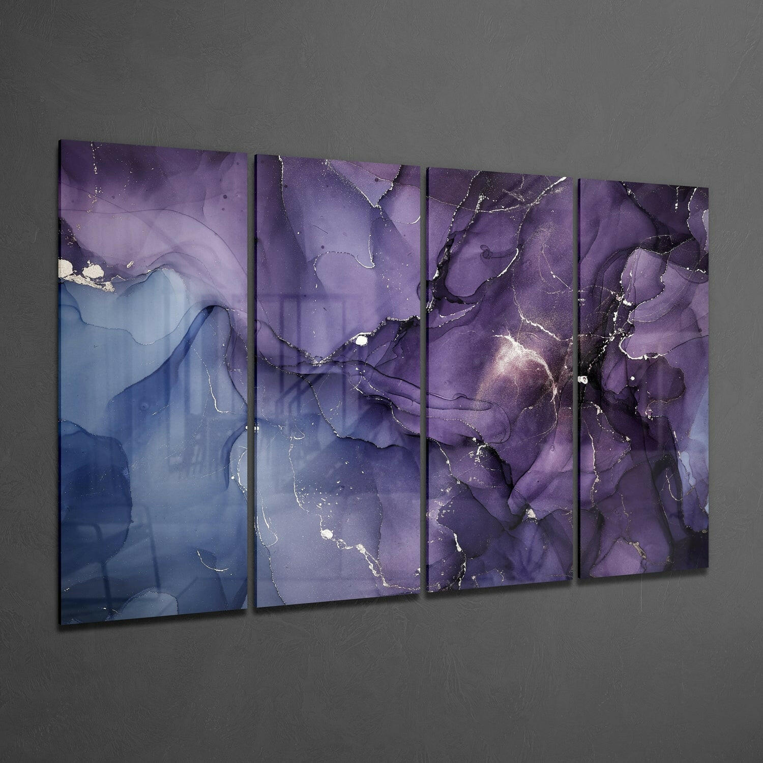 Purple Lavender Vein Marble Glass Wall Art