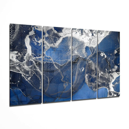 Royal Blue Silver Frost Marble Glass Wall Art