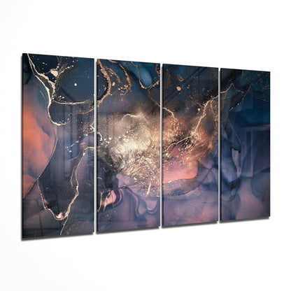 Navy Blush Gold Marble Glass Wall Art