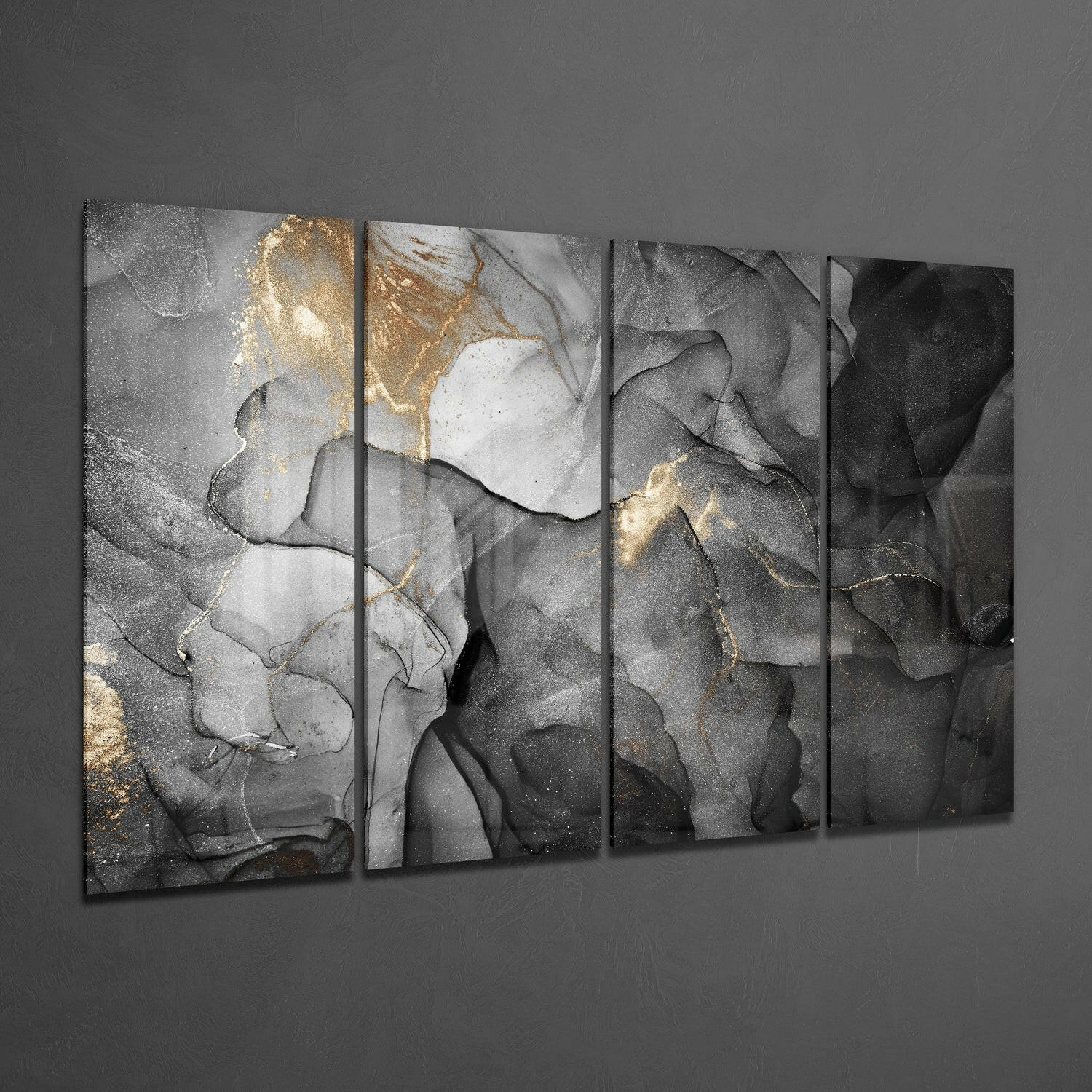 Gray Gold Vein Marble Glass Wall Art