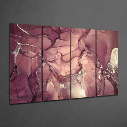 Rose Mauve Gold Vein Marble Glass Wall Art