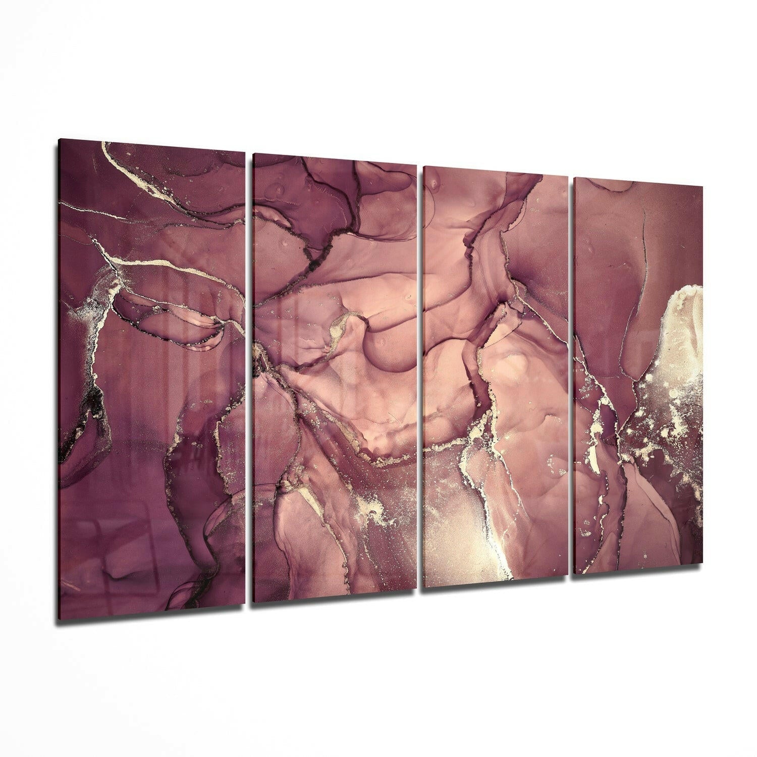 Rose Mauve Gold Vein Marble Glass Wall Art