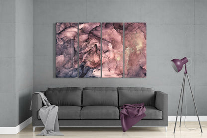 Mauve Pink Gold Vein Marble Glass Wall Art